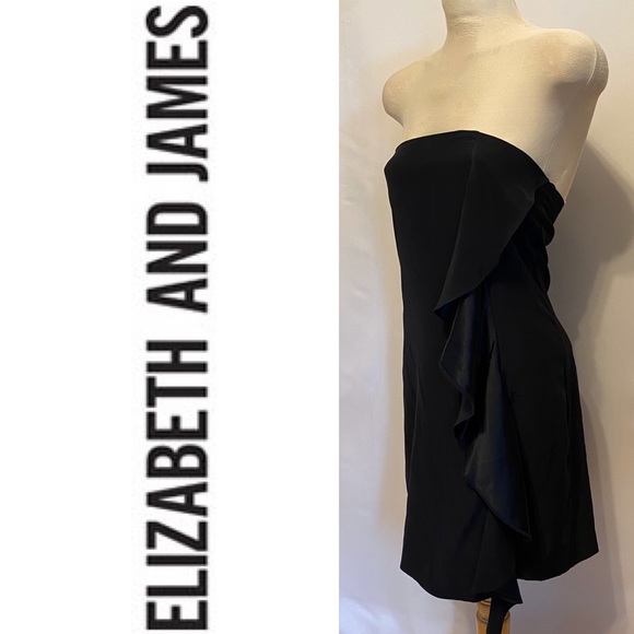 ELIZABETH AND JAMES silk ruffle dress in black - Picture 5 of 11